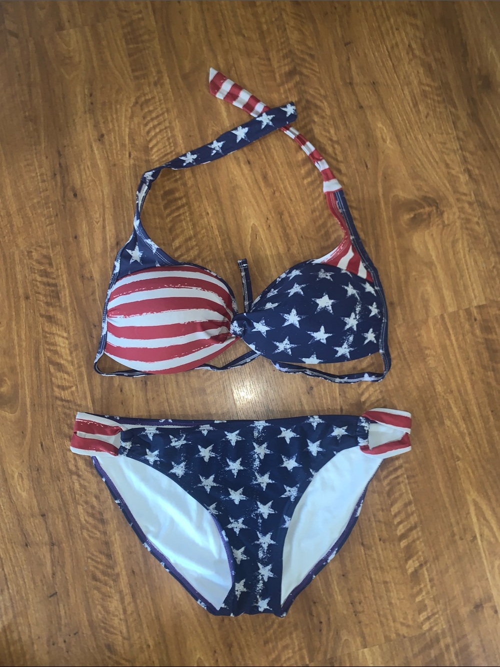 Xhilaration Navy Blue Star Print Bikini Top